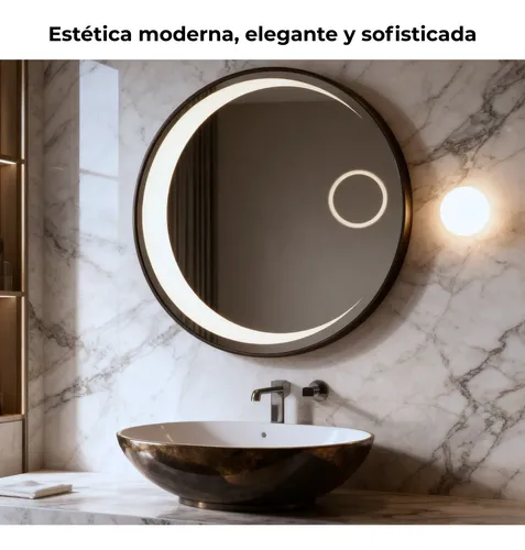 Espejo Inteligente Redondo Touch Con Luz Led Neutra