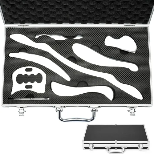 Set 8 En 1 Gua Sha Acero Inoxidable Masaje Portátil