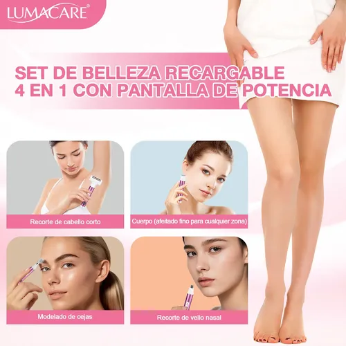 4 En 1 Depiladora Eléctrica Facial Rasuradora Para Mujer Rosa