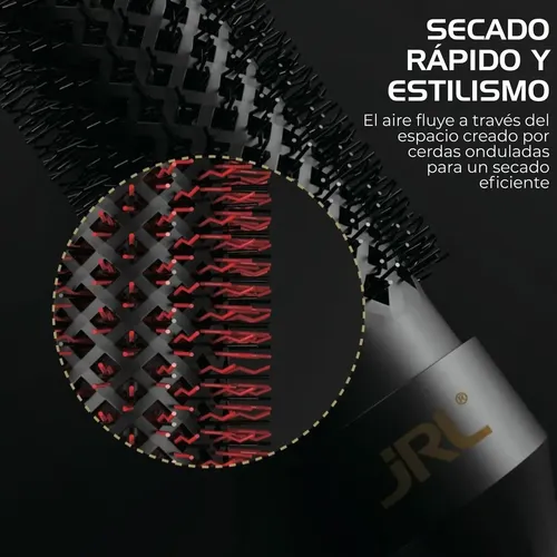 Cepillo Para Cabello Profesional Jrl De Cerdas Mixtas 43mm Color Negro