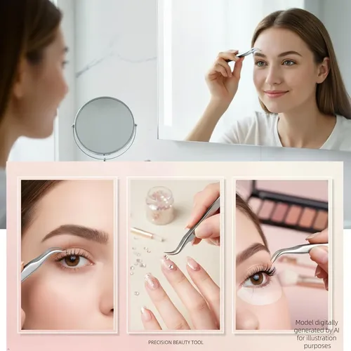 Pinzas 4 En 1 Acero Precisión Negro Para Cejas Y Puntos