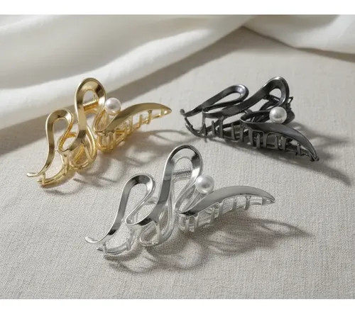 Broche Para Pelo De Moda, Grande Plateado Metal 11cm
