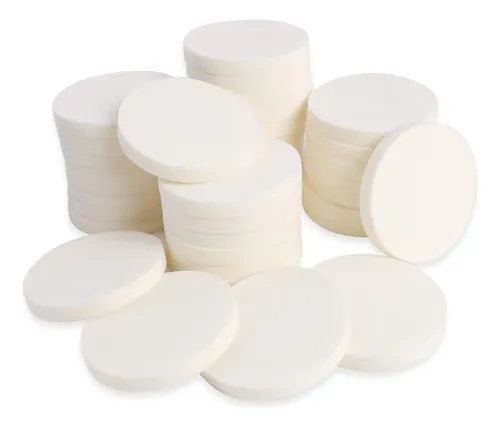 Esponja De Maquillaje Redonda Blanca Sliverdew, 50 Unidades