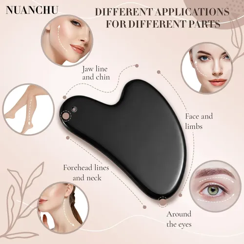 Gua Sha Facial Nuanchu Acero Inoxidable Corazón Negro
