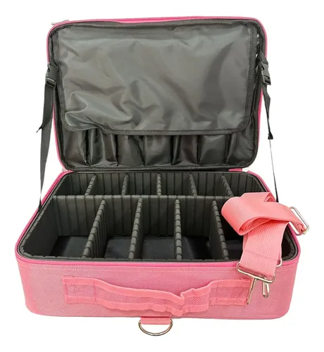 Organizador de Maquillaje Glamory Medium Rosa 10 Compartimentos Tela 37x26x12.5 cm