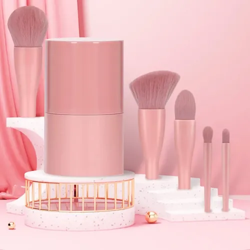 Set De Brochas De Maquillaje Portátil De 5 Barriles Para Som