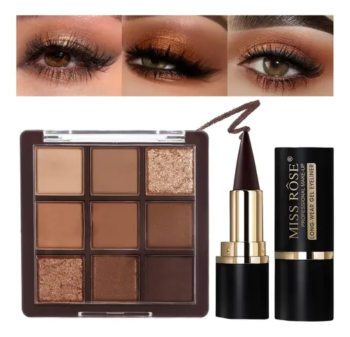 Paleta Nude Brown & Rose Gold, Duradera Y Delineador De Ojos