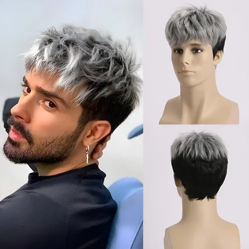 10 Pelucas Sintéticas Naturales Para Hombre, Rizadas, De Cal