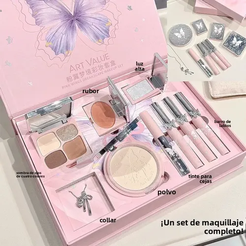 Art Value Caja Maquillaje Rosa Regalo Completo Kit Fácil,;