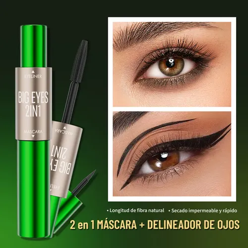Rímel Pestañas Volumen Con Lápiz Delineador, 24h Waterproof