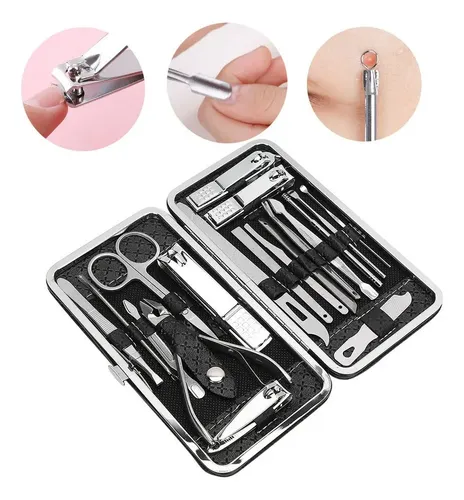Kit Pedicuramanicura 19 Piezas De Acero Inoxidable