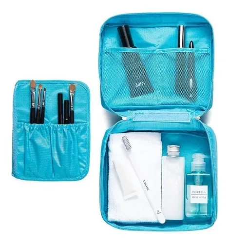Neceser Bolso Porta Cosmeticos Maquillaje Organizador Viaje Color Rosa Diseño De La Tela Liso