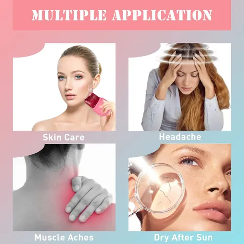 Set Ice Roller Y Gua Sha Vanalia Facial Silicona Rosa