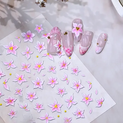Sticker Uñas 5d Flores Cinco Pétalos 1 Lámina