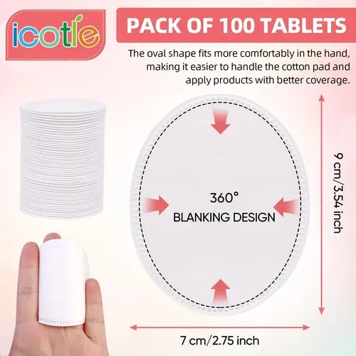 Icotle Almohadillas Ovaladas De Algodón 100 Unidades