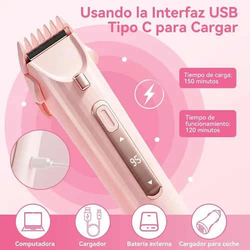 Depilador Eléctrico Para Mujer Con Luz Led Portátil 2 En 1