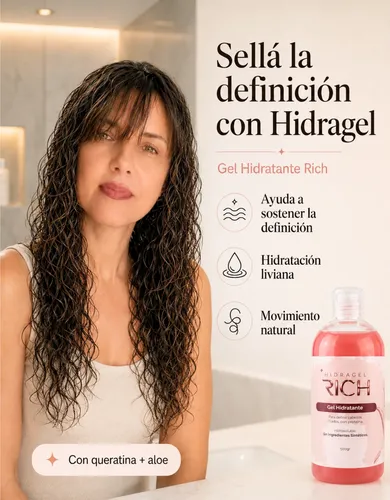 Gel De Rich Hidragel+ Crema Activadora +gorro Plopping Rulos