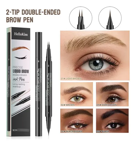 Lápiz De Cejas Negro Impermeable De Larga Duración 2 Puntas