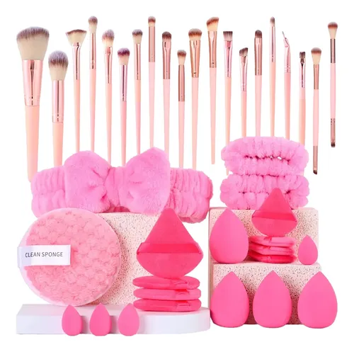 Set X40 Brochas De Maquillaje Pink