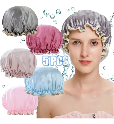 5 Gorros De Baño Impermeables Para Ducha Mujer Doble