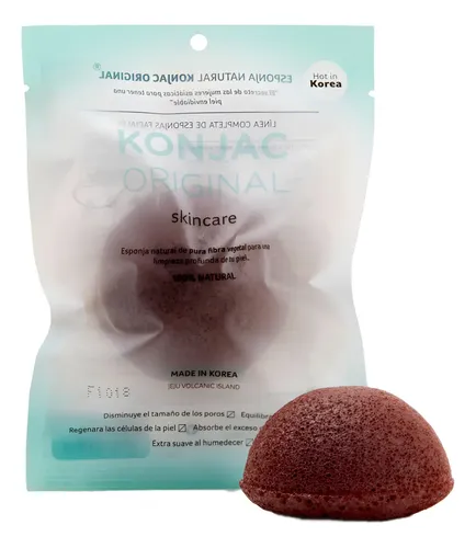 Konjac Esponja Facial Con Fina Arcilla Roja Francesa Natural