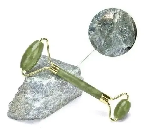 Masajeador Rodillo Doble Piedra Jade Corporal Facial Ojos