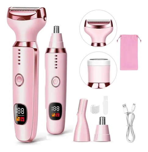 Depiladora Eléctrica Para Mujer Bikini 4 En 1 Recargable