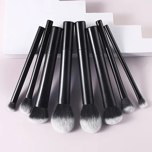 Set De 8 Brochas De Maquillaje Profesional, Con Brocha Rubor