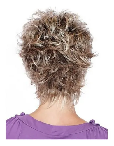 Peluca Rizada De Corte Corto A Wigs Fashion, Color Degradado