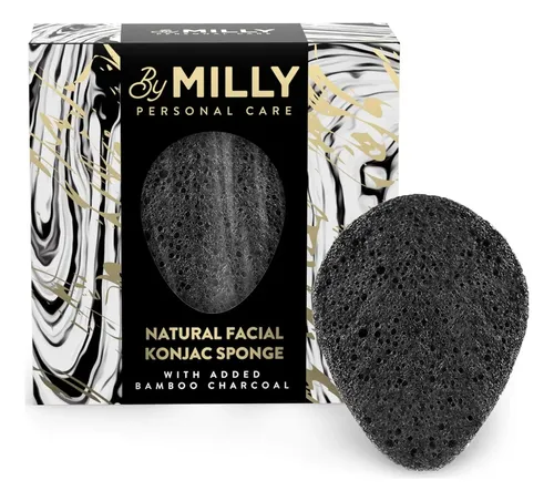 Esponja Facial Konjac Con Carbón De Bambú – By Milly
