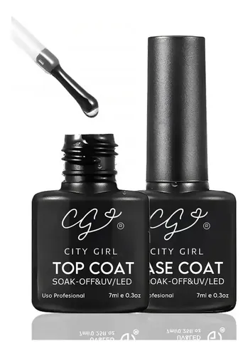 Kit Base Coat Top Coat City Girl 7ml Semipermanente Esmalte Uv Led Gel Tratamiento Manicura