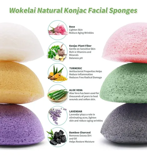 Conjunto De 6 Esponjas De Konjac Para Rostro Y Cuerpo