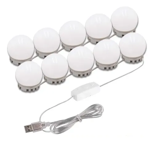 Luces Led Usb Espejo Camarin 10 Focos Maquillaje Depósito