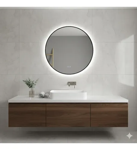 Espejo Baño Inteligente 70cm Luz Led 3 Colores Negro
