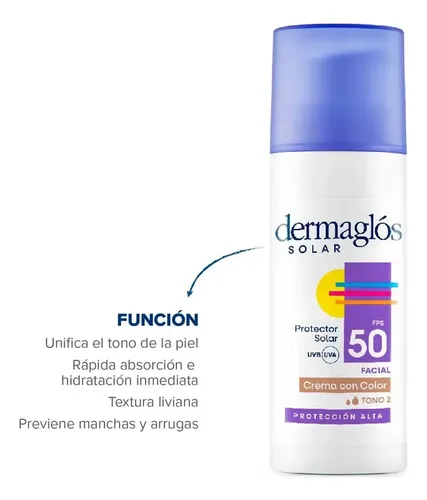 Dermaglós Protector Solar Fps 50 Color Tono Medio Crema X50g