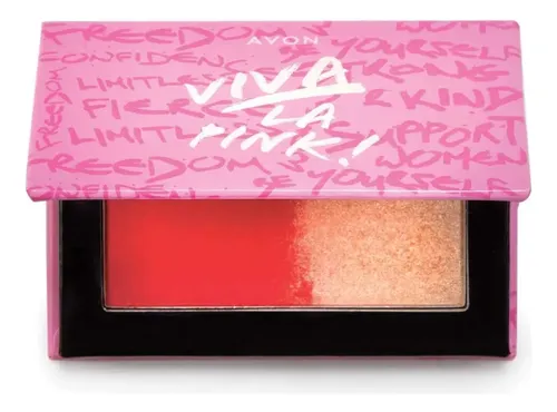 Avon Viva La Pink Paleta Rubor E Iluminador Facial – Tono del maquillaje Petal pink