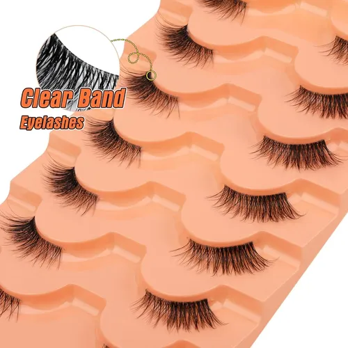 Pestañas Postizas Medio Eefofnn Look Natural 7 Pares