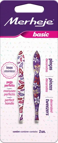 Pinzas Depiladoras Merheje Basic Decoradas Blister x 2