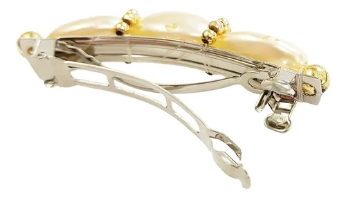 Hebilla Para Pelo Con Perlas Detalles Dorados Pack X12