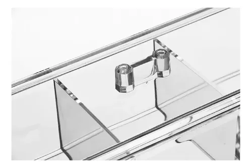 Organizador Acrílico Multiuso Porta Cosméticos 3 Divisiones Color Transparente