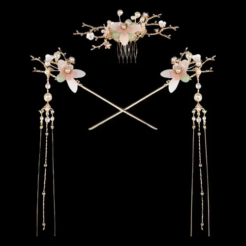 Lp* Tradicional Mujer Flor Cabello Palillos Accesorios Lll