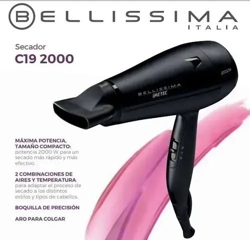 Secador De Pelo Bellissima C19 Compact 2000w Golpe Frio
