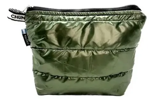 Necessaire Chuna Tina Verde Brillante Maquillaje Cosmeticos