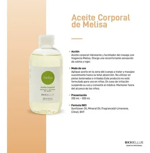 Aceite De Melisa Para Masajes Biobellus 500ml