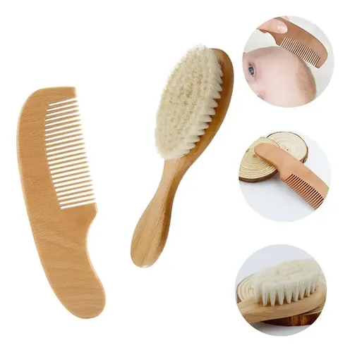 Kit Peine Y Cepillo Bebé Cerdas Naturales Suaves Suavecitas