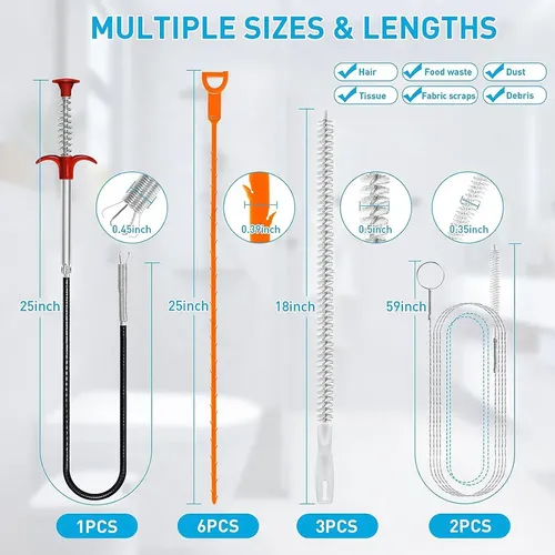 Kit De Limpieza Drain Snake, Herramienta De Depilación De 25