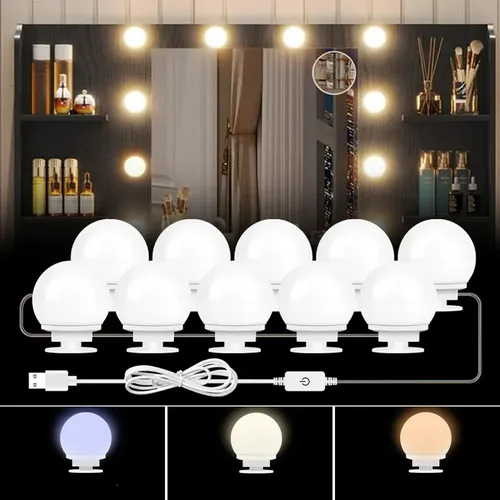 Kit 2 Focos Camarin Lamparas Luz Led Espejo Usb Maquillaje