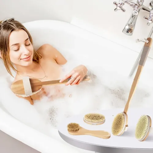 Set De 4 Cepillos Exfoliantes Para Cuerpo Y Circulación De P