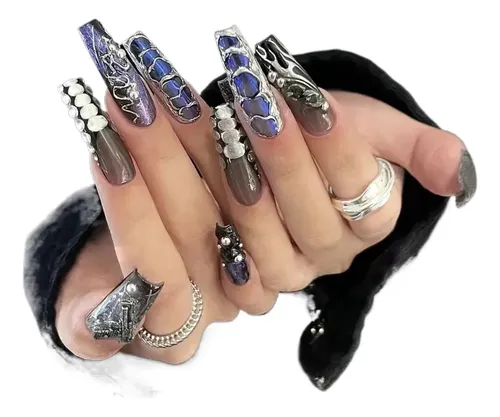 Dos Cajas De Uñas Postizas Punk Con Estampado De Serpiente