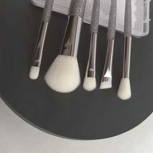 Juego De Brochas De Maquillaje Para Ojos Con Mango Brillante